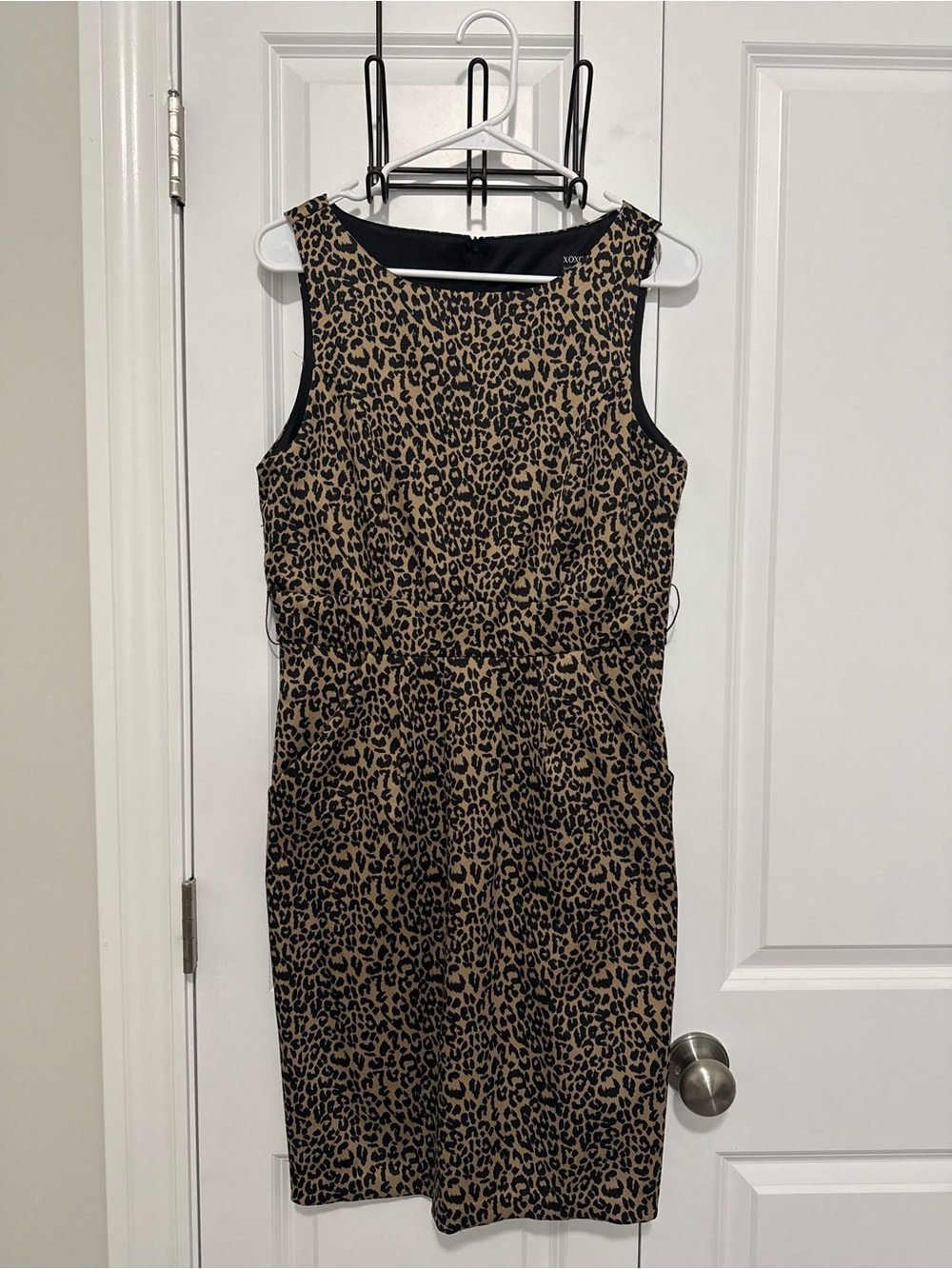 XOXO Leopard Print Midi Sheath Dress - Black & Tan - Picture 1 of 6